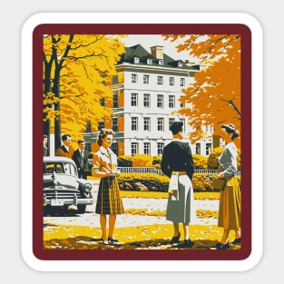 Mid-Century Campus in Autumn Sticker